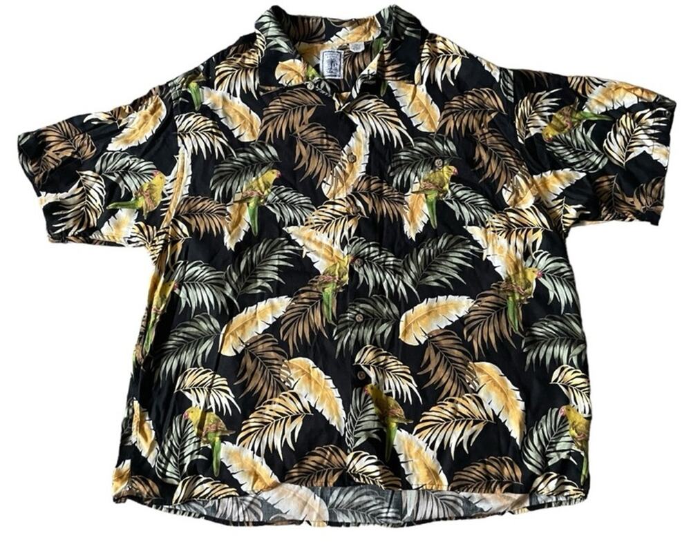 Yellow Canary Caribbean/Hawaiian Palm Leaf AOP Shirt Size 2X Resort Beach Tropic